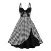 Glitz Glam And Rebellion Women's Apparel 1950s Pinup Vintage Style Houndstooth High Waist Dress