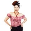 Glitz Glam And Rebellion Pinup Peasant Top In Red Gingham