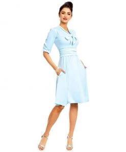 Dolly & Dotty Sandra Bow Tie Dress In Blue