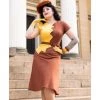 Star Struck Clothing Sawtooth Color Block Dress In Marigold And Brown Women's Apparel