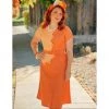 Women's Apparel Star Struck Clothing Sawtooth Color Block Dress In Peach And Copper