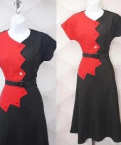 Star Struck Clothing Sawtooth Color Block Dress In Black And Red Women's Apparel