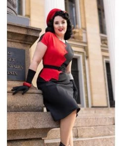 Star Struck Clothing Sawtooth Color Block Dress In Black And Red Women's Apparel