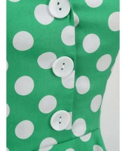 Glitz Glam And Rebellion Women's Apparel Green Halter Neck Button 50s Vintage Rockabilly Swing Dress