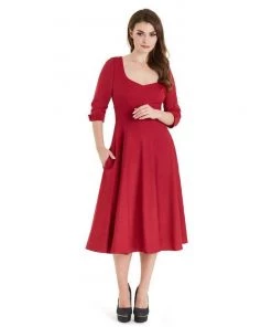 Dolly & Dotty Scarlette Dress In Burgundy Red