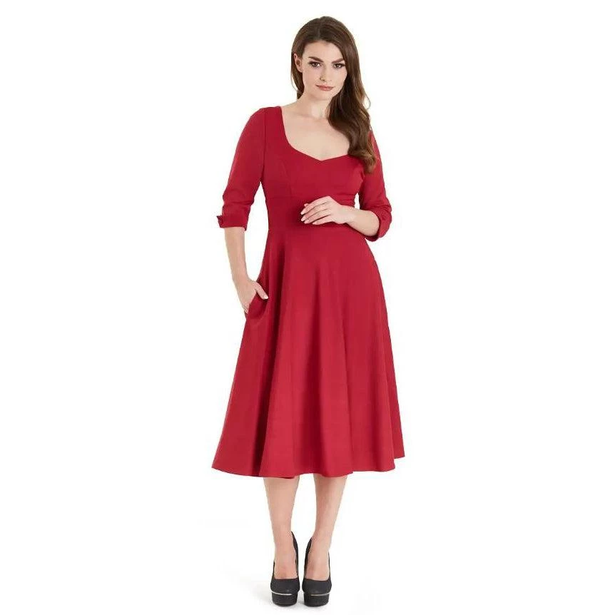 Dolly & Dotty Scarlette Dress In Burgundy Red 3 Dolly & Dotty Scarlette Dress In Burgundy Red