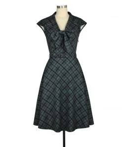 ChicStar Penelope Plaid Swing Dress In Grey Women's Apparel