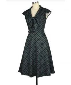 ChicStar Penelope Plaid Swing Dress In Grey Women's Apparel