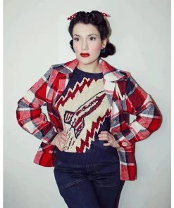 Women's Apparel Star Struck Clothing To The Moon Rocket Sweater In Navy