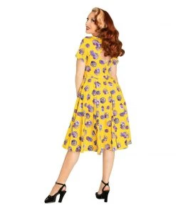 Glitz Glam And Rebellion Miss Lulo Traci Dress In Purple Pansies