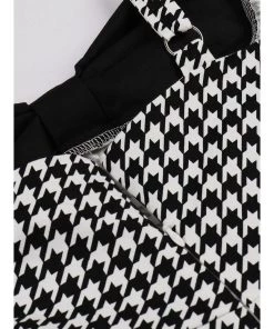 Glitz Glam And Rebellion Women's Apparel 1950s Pinup Vintage Style Houndstooth High Waist Dress