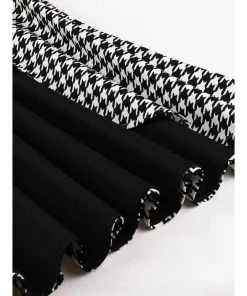 Glitz Glam And Rebellion Women's Apparel 1950s Pinup Vintage Style Houndstooth High Waist Dress