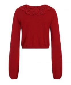 Collectif Shay Knitted Cardigan In Wine Red