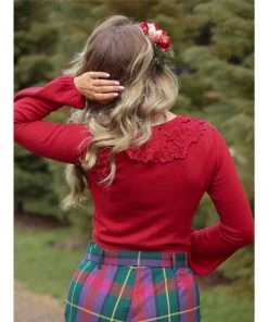 Collectif Shay Knitted Cardigan In Wine Red