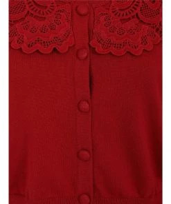 Collectif Shay Knitted Cardigan In Wine Red