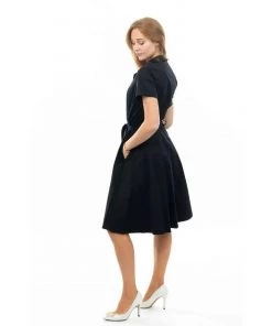 Women's Apparel Eva Rose Classic Shirtwaist Dress In Black