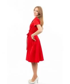 Eva Rose Classic Shirtwaist Dress In Red