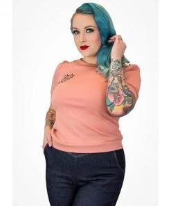 Hemet Embroidered Heart Shaped Spiderweb Blouse In Pink Women's Apparel