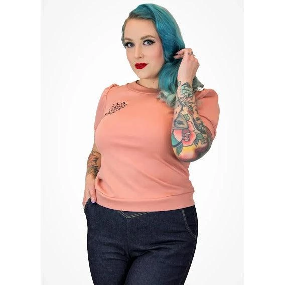 Hemet Embroidered Heart Shaped Spiderweb Blouse In Pink Women's Apparel 4 Hemet Embroidered Heart Shaped Spiderweb Blouse In Pink Women's Apparel