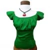 Glitz Glam And Rebellion Pinup Peasant Top In Solid Green Women's Apparel