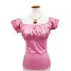 Glitz Glam And Rebellion Pinup Peasant Top In Solid Pink Women's Apparel