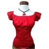 Glitz Glam And Rebellion Pinup Peasant Top In Solid Red Women's Apparel