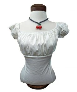 Glitz Glam And Rebellion Pinup Peasant Top In Solid White