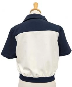 Women's Apparel Star Struck Clothing 40s Two-Tone Work Blouse In Navy & White