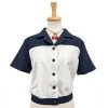 Women's Apparel Star Struck Clothing 40s Two-Tone Work Blouse In Navy & White