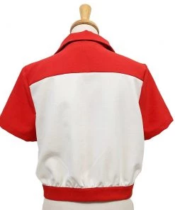 Star Struck Clothing 40s Two-Tone Work Blouse In Red & White