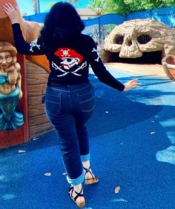 Star Struck 50's Pirate Cardigan In Black