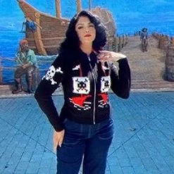 Star Struck 50's Pirate Cardigan In Black