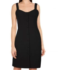 ChicStar Strappy Button-Up Wiggle In Black Women's Apparel