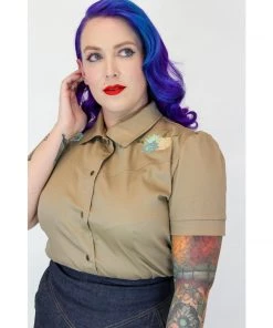 Hemet Embroidered Succulent Western Shirt In Khaki 10 Hemet Embroidered Succulent Western Shirt In Khaki