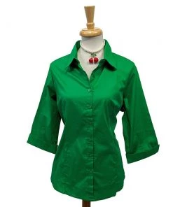 The Oblong Box Shop Women's Apparel TOBS Quintessential Pinup Blouse In Green
