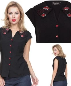 Voodoo Vixen Nena Ladybug Collar Top Women's Apparel