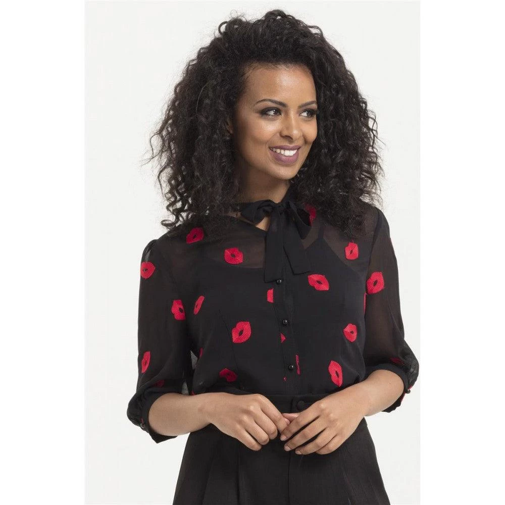 Voodoo Vixen Kiss Tie-Neck Blouse 3 Voodoo Vixen Kiss Tie-Neck Blouse