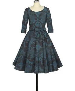 ChicStar Women's Apparel Midnight Masquerade Cuffed Swing Dress