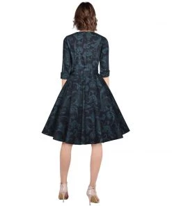 ChicStar Women's Apparel Midnight Masquerade Cuffed Swing Dress