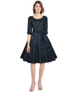 ChicStar Women's Apparel Midnight Masquerade Cuffed Swing Dress