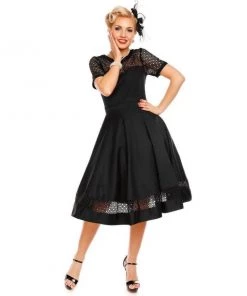 Women's Apparel Dolly & Dotty Tess Swing Dress In Black Lace