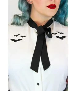 Hemet Tie-Neck Blouse With Bats In Off White Women's Apparel