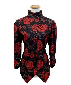 ChicStar Steampunk Floral Top In Black & Red