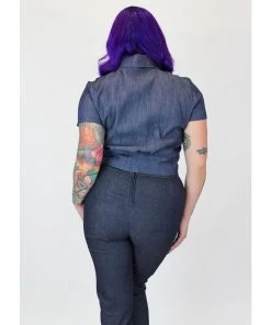 Hemet Mermaid Knot Top In Denim Women's Apparel