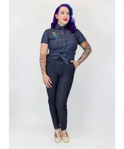 Hemet Mermaid Knot Top In Denim Women's Apparel