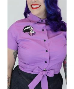 Hemet Bride Of Frankenstein Knot Top In Lavender