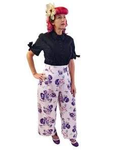 ChicStar Women's Apparel Soft Tie-Waist Pants In White Floral