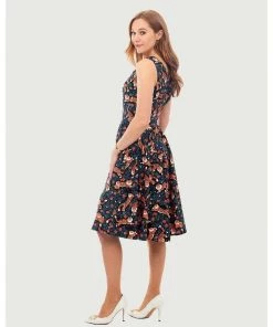 Women's Apparel Eva Rose V-Neck Swing Dress In Tiger Print