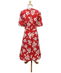 Women's Apparel Timeless London 1940's Molly Wrap Dress In Red Floral
