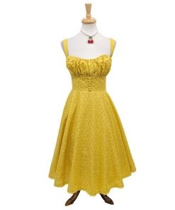 Timeless London Valerie Anglaise Dress In Mustard Women's Apparel